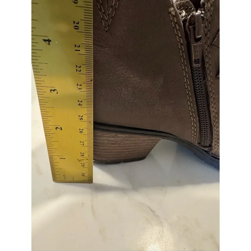 Earth Origins Alexis Ankle Boots Woven Brown Bark Leather Women's Size 8